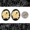 Floral Skull Cameos - Two Black and Cream 30mm x 40mm Resin Cameos - CAM157